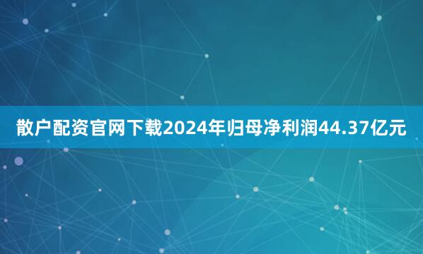 散户配资官网下载2024年归母净利润44.37亿元
