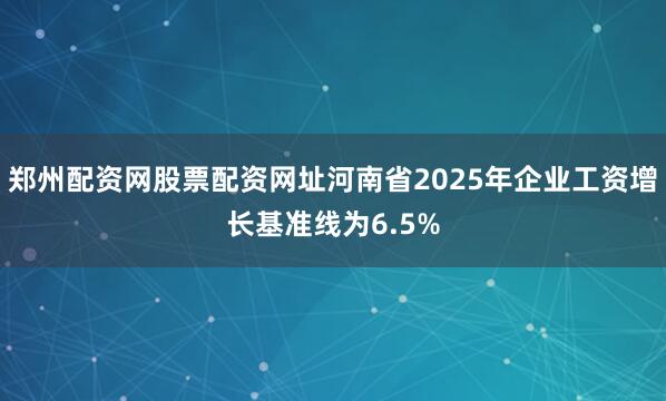 郑州配资网股票配资网址河南省2025年企业工资增长基准线为6.5%