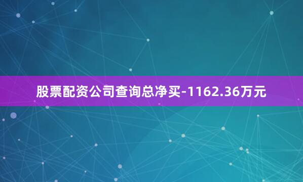 股票配资公司查询总净买-1162.36万元